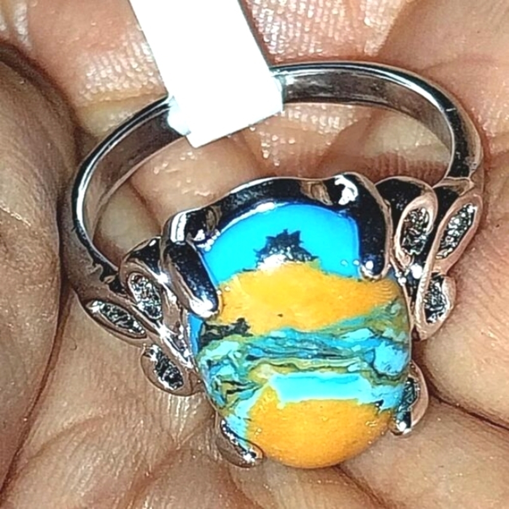 Vintage natural stone ring for women sz 9